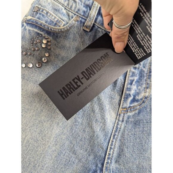 Harley Davidson studded out jeans womens size 31 embellished 100% cotton I8 - Picture 4 of 16